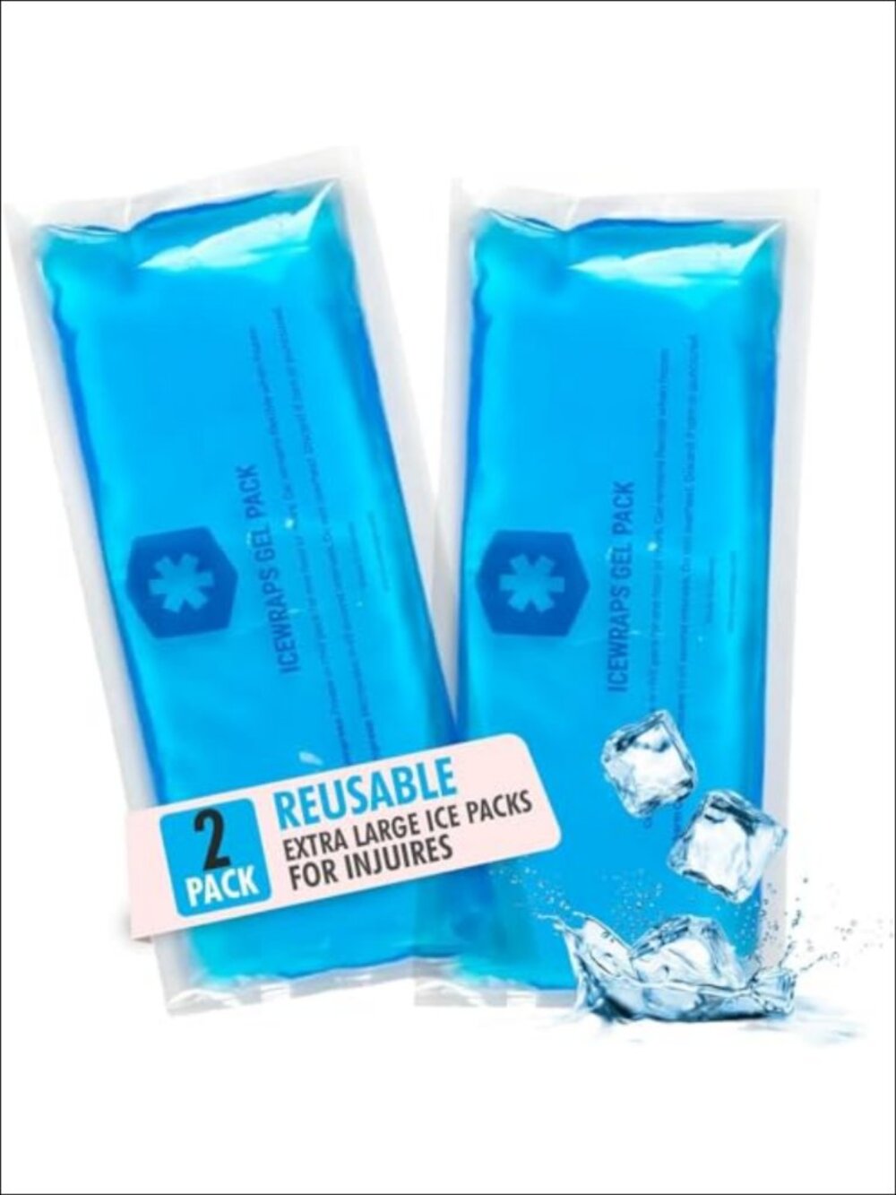 Extra-Large Reusable Gel Ice Packs 2 Pack Flexible Hot Cold Therapy